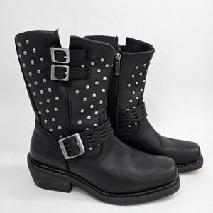 Harley-Davidson Shirley Leather motorcycle Rider Boots Women's Black Size 8.5